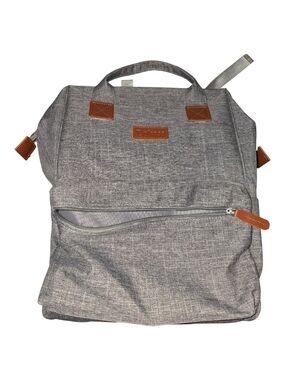 Gray Laptop Backpack with Tan Accent Details